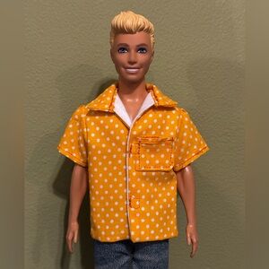 Handcrafted Orange polka dot doll shirt